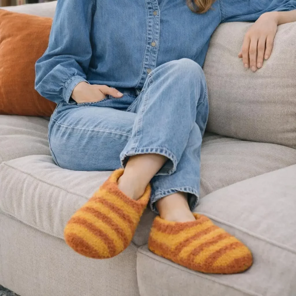 Cozy Striped Crochet Slippers Pattern (photo 1)