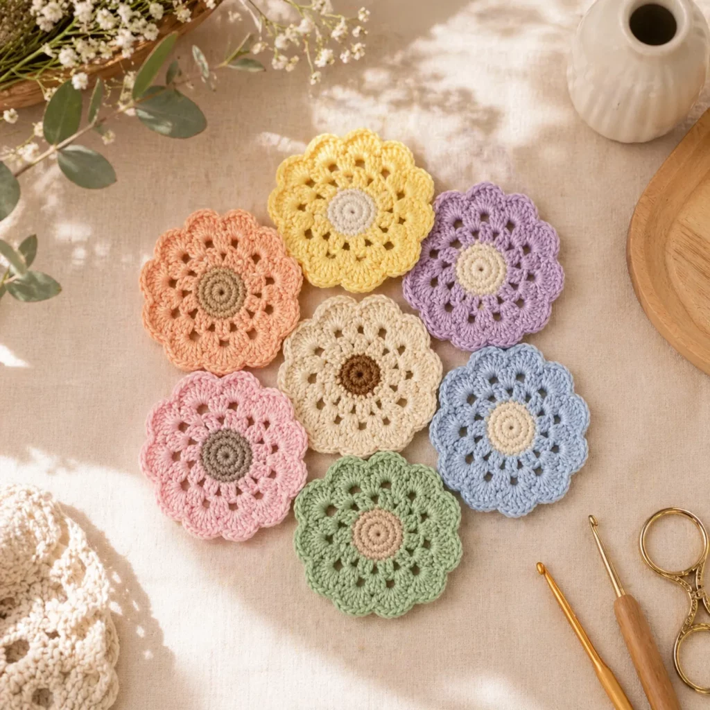 Flower Crochet Coaster Pattern (photo 1)