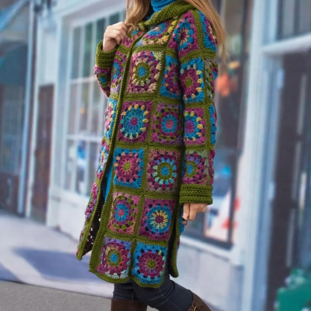 Long Granny Square Coat Crochet Pattern (photo 1)