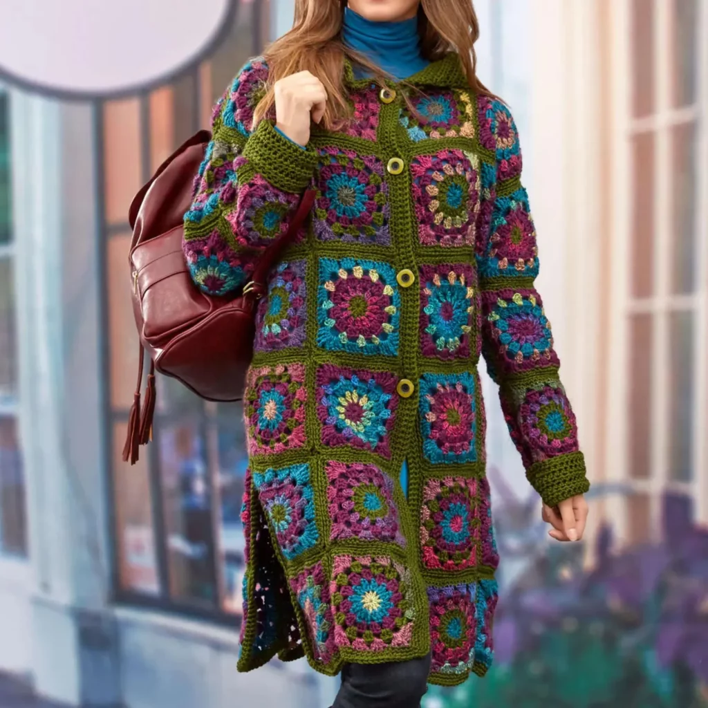 Long Granny Square Coat Crochet Pattern (photo 2)