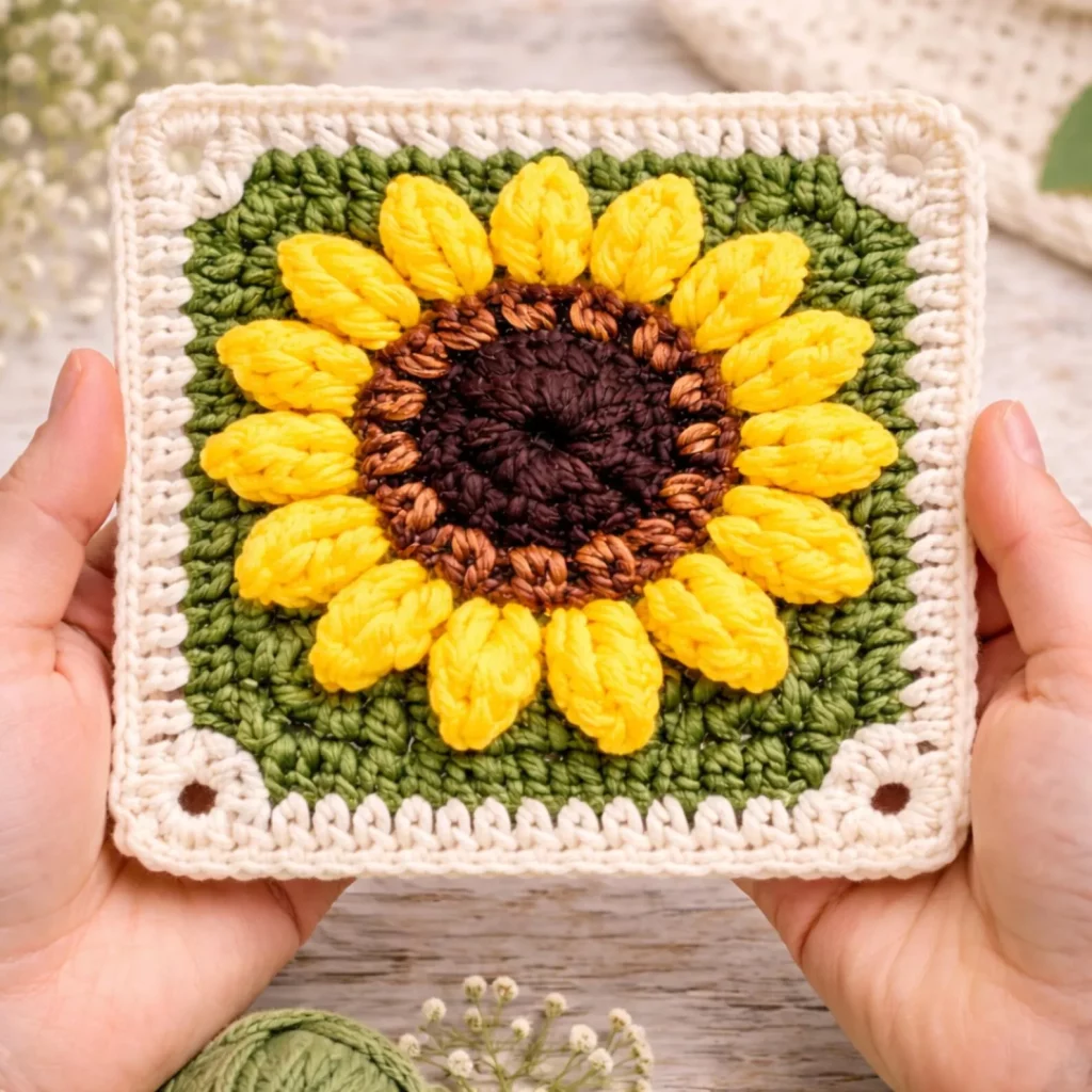 Sunflower Granny Square Crochet Pattern (photo 1)