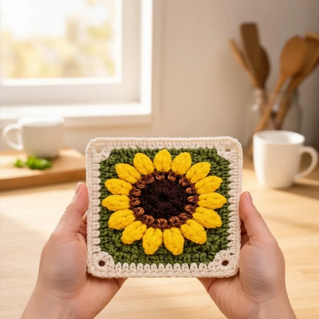 Sunflower Granny Square Crochet Pattern (photo 3)