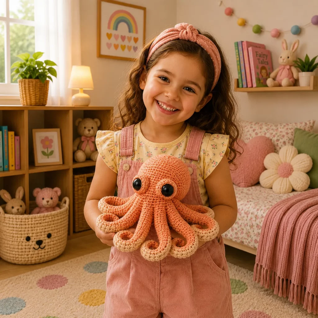 Adorable Octopus Amigurumi Crochet Pattern With Curly Tentacles and Big Shiny Eyes (photo 3)