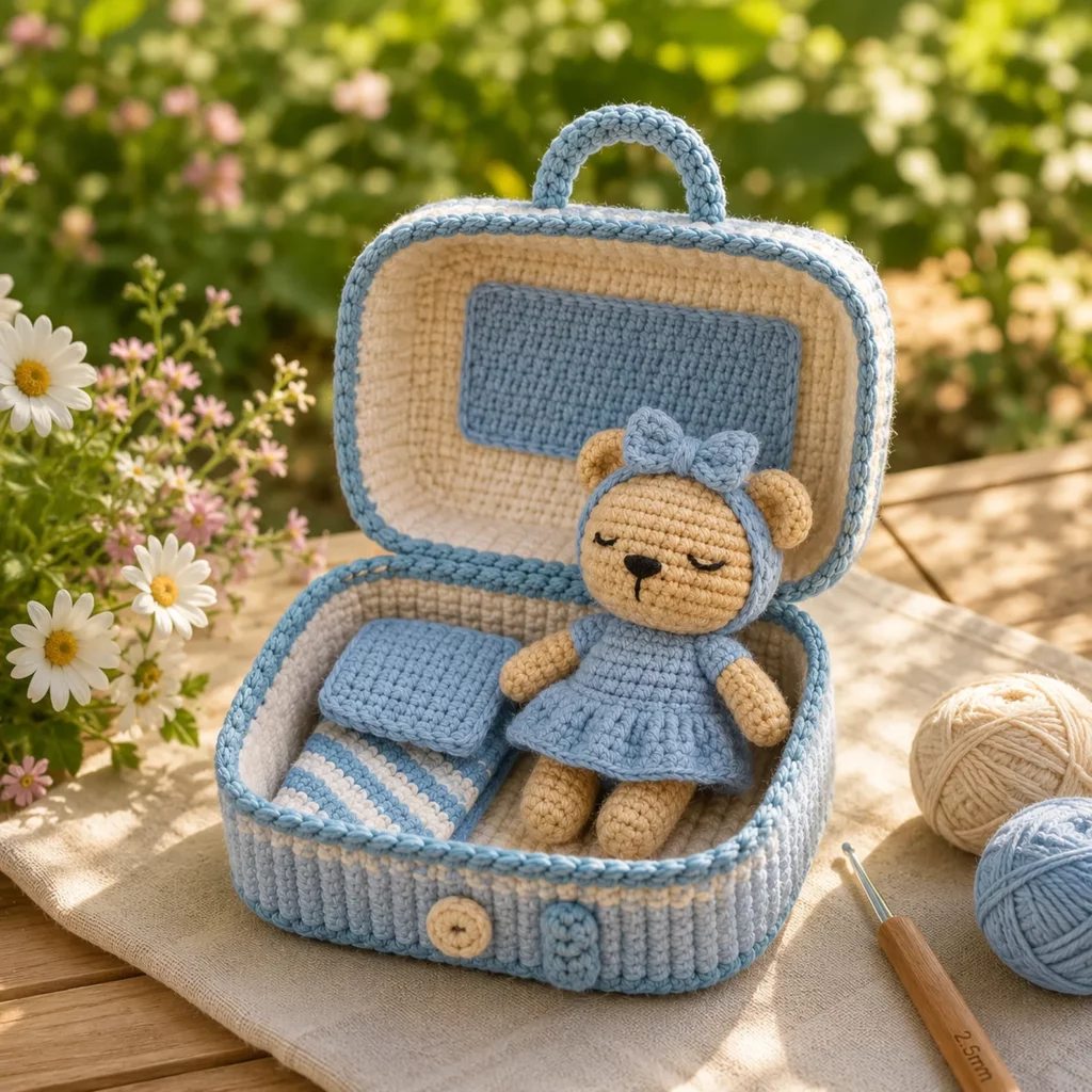 Adorable Bear Doll & Suitcase Set Crochet Pattern (photo 2)