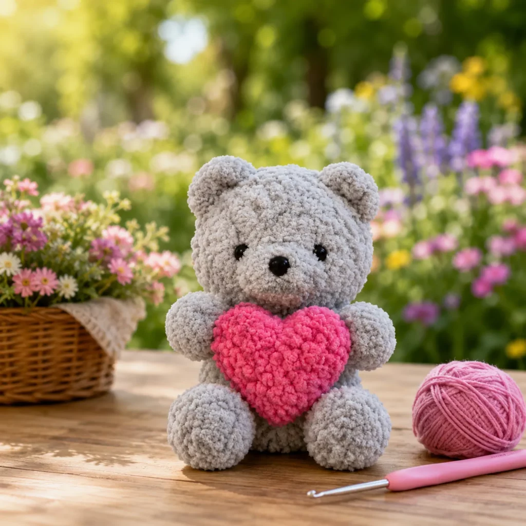 Teddy Bear Holding Heart Crochet Pattern (photo 2)