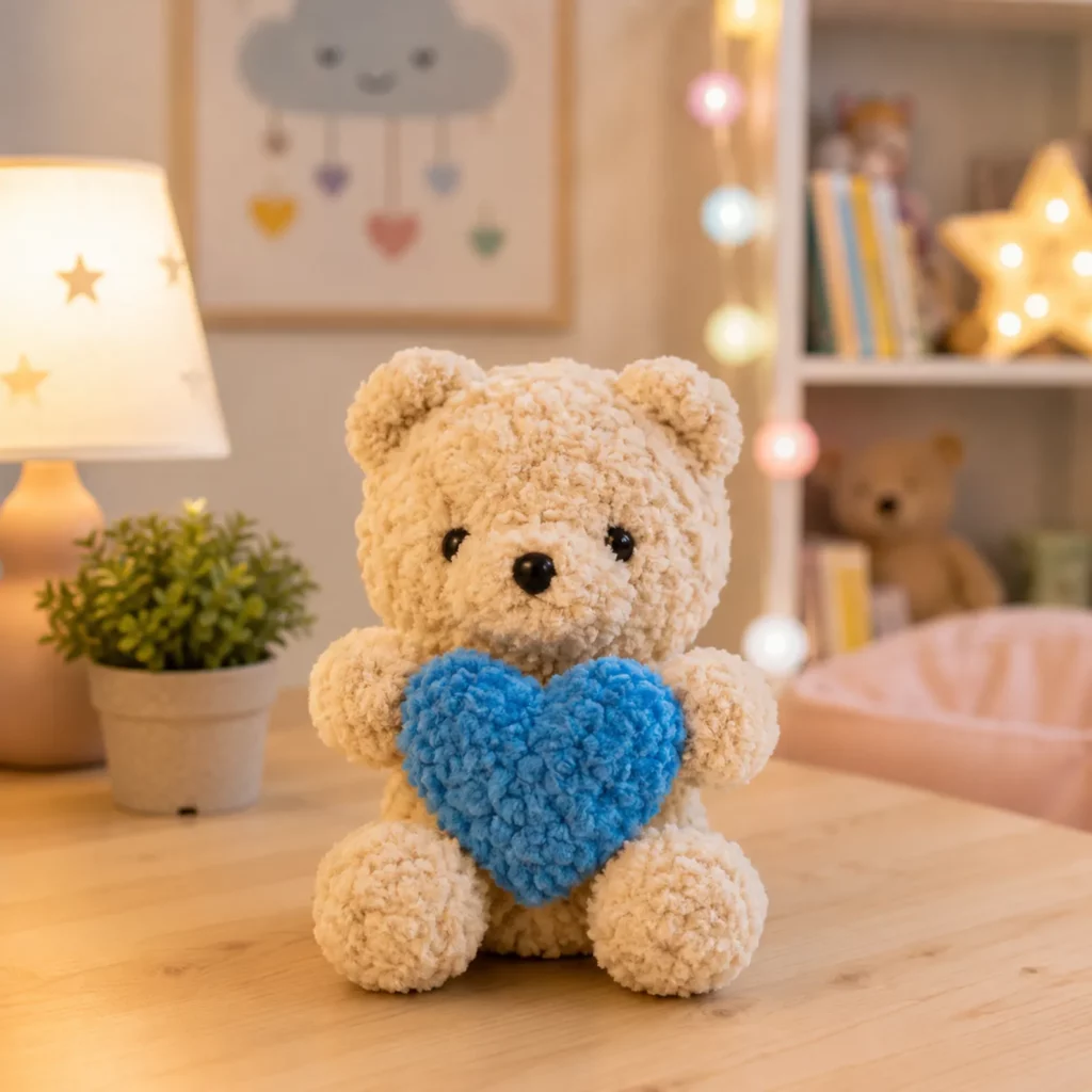 Teddy Bear Holding Heart Crochet Pattern (photo 1)