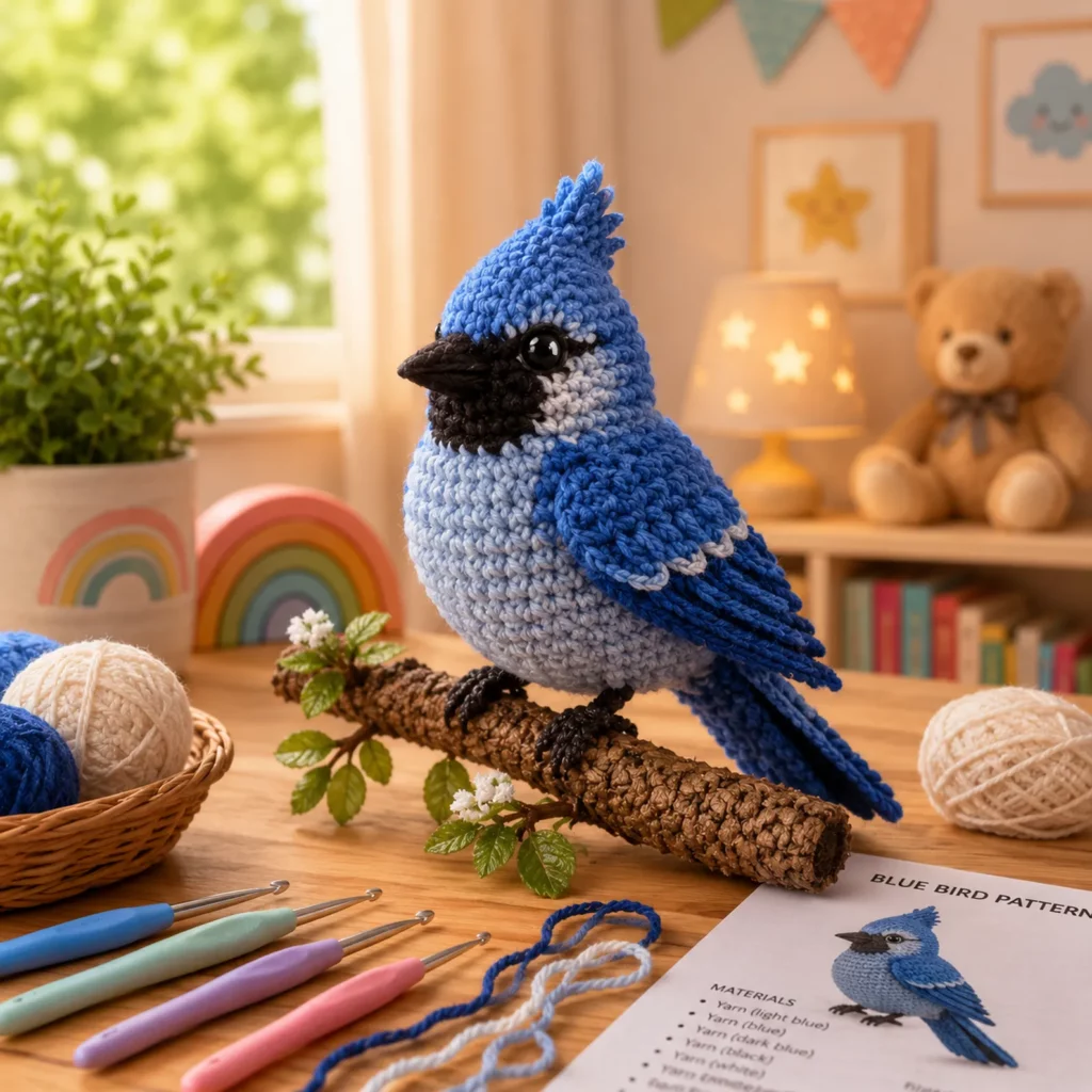Cardinal Amigurumi Crochet Pattern: A Bright Red Bird Plush With Crest, Mask Face, and Layered Wings (photo 2)