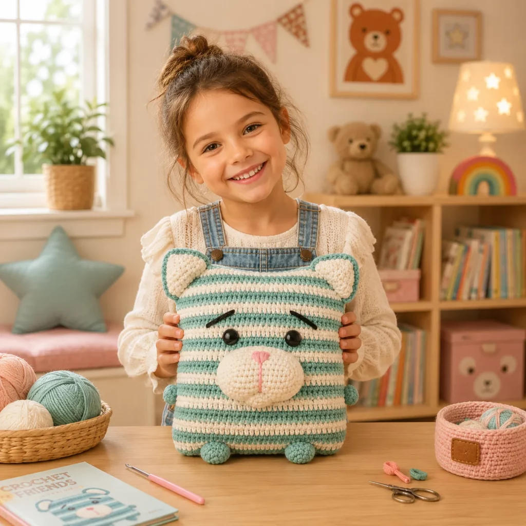 Striped Cat Pillow Crochet Pattern (photo 3)