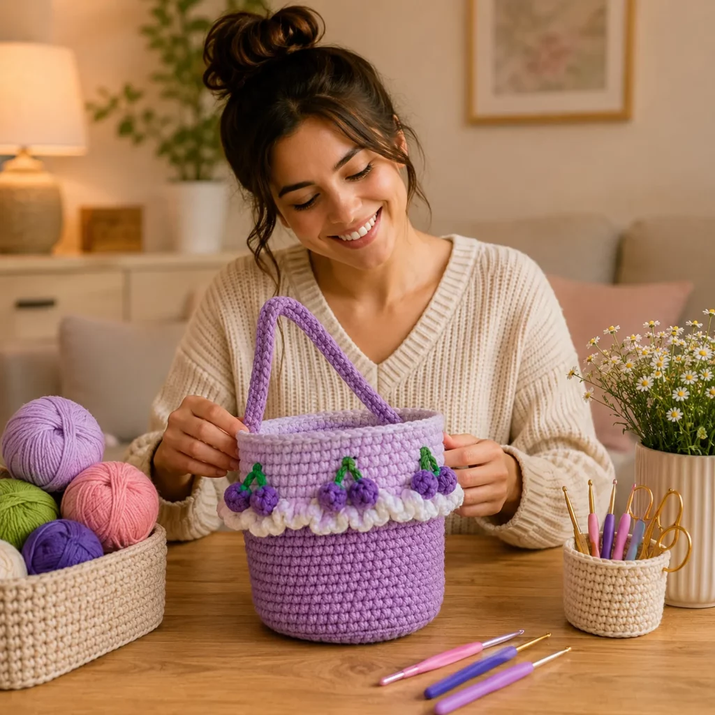 Cherry Bucket Bag Crochet Pattern (photo 2)