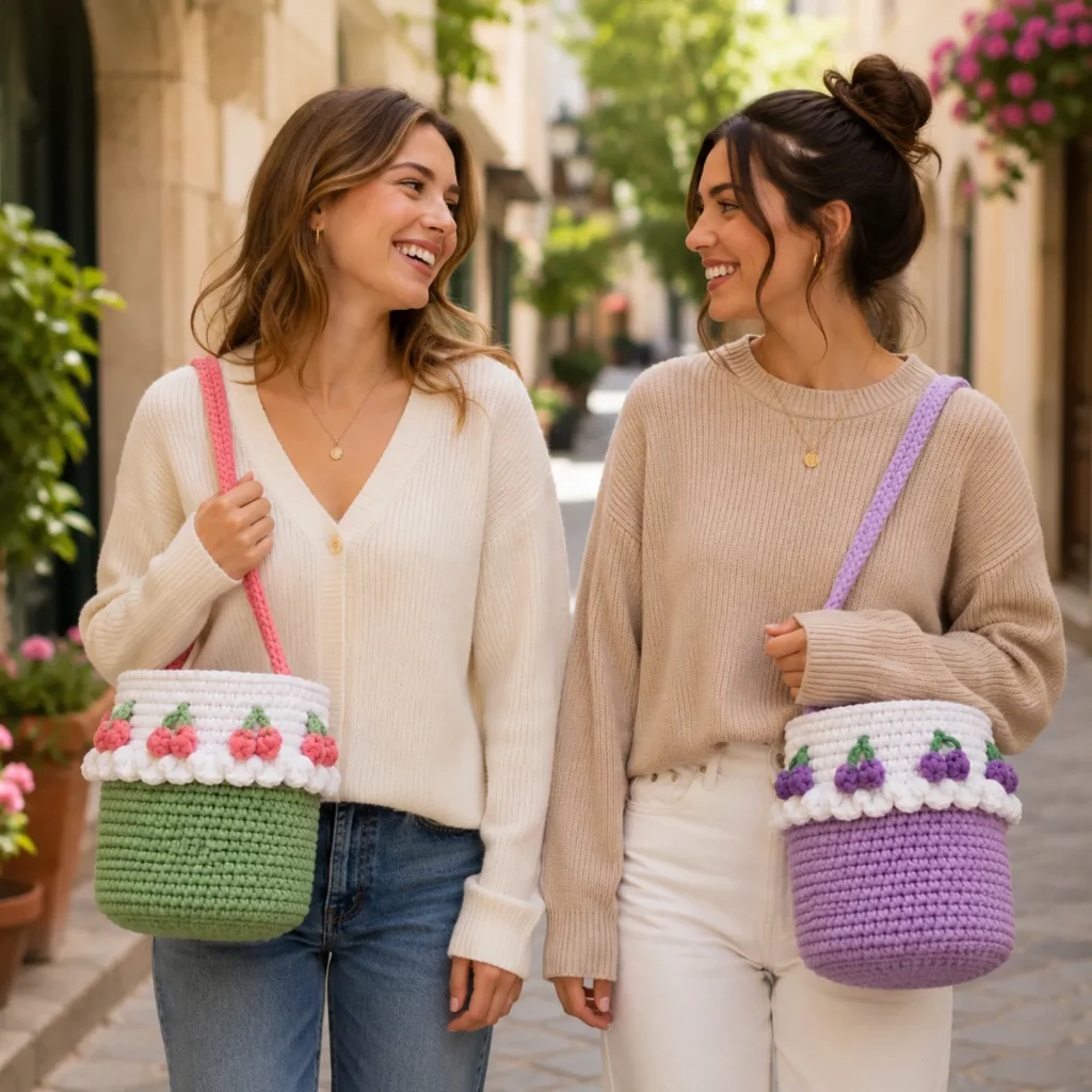 Cherry Bucket Bag Crochet Pattern (photo 3)