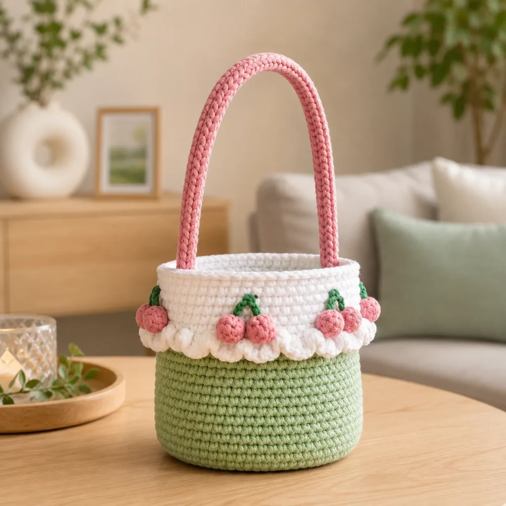 Cherry Bucket Bag Crochet Pattern (photo 1)