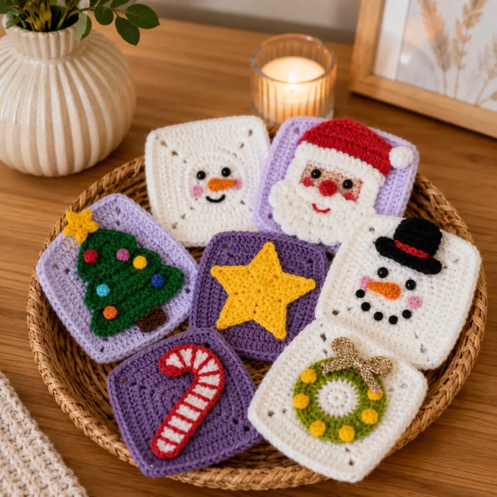 Christmas Granny Square Crochet Pattern Set (photo 1)