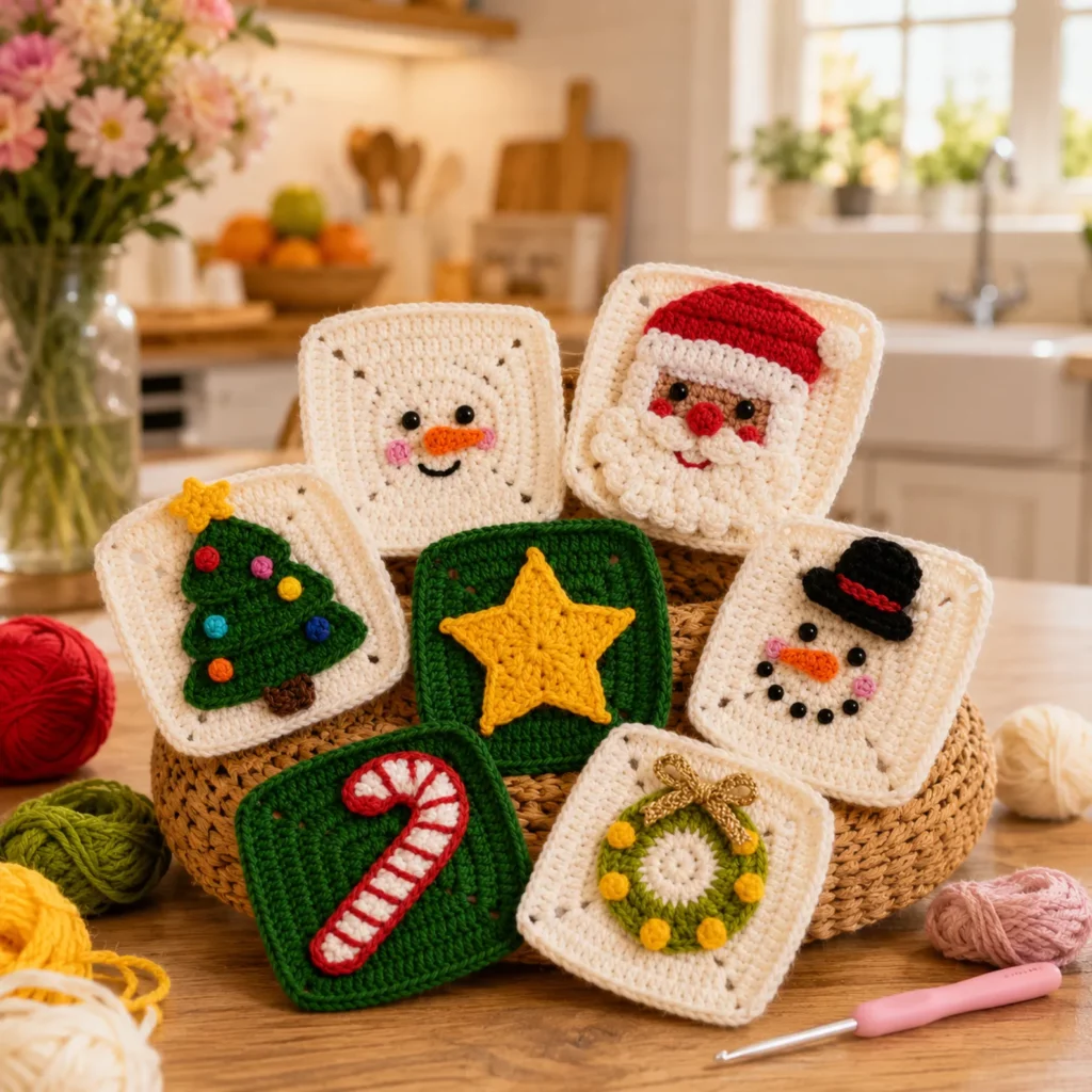 Christmas Granny Square Crochet Pattern Set (photo 3)