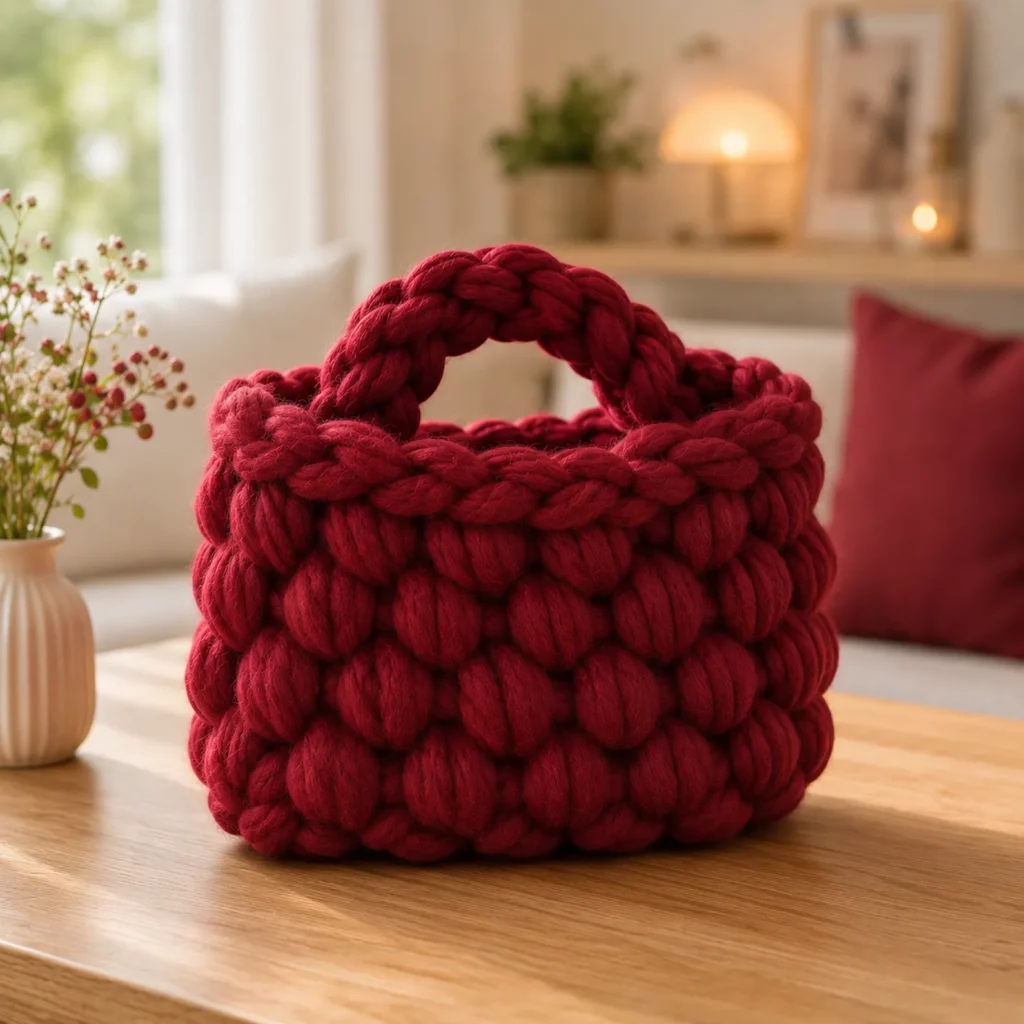 Chunky Crochet Basket Bag Pattern: Easy Giant Yarn Tote With Braided Handle (photo 1)