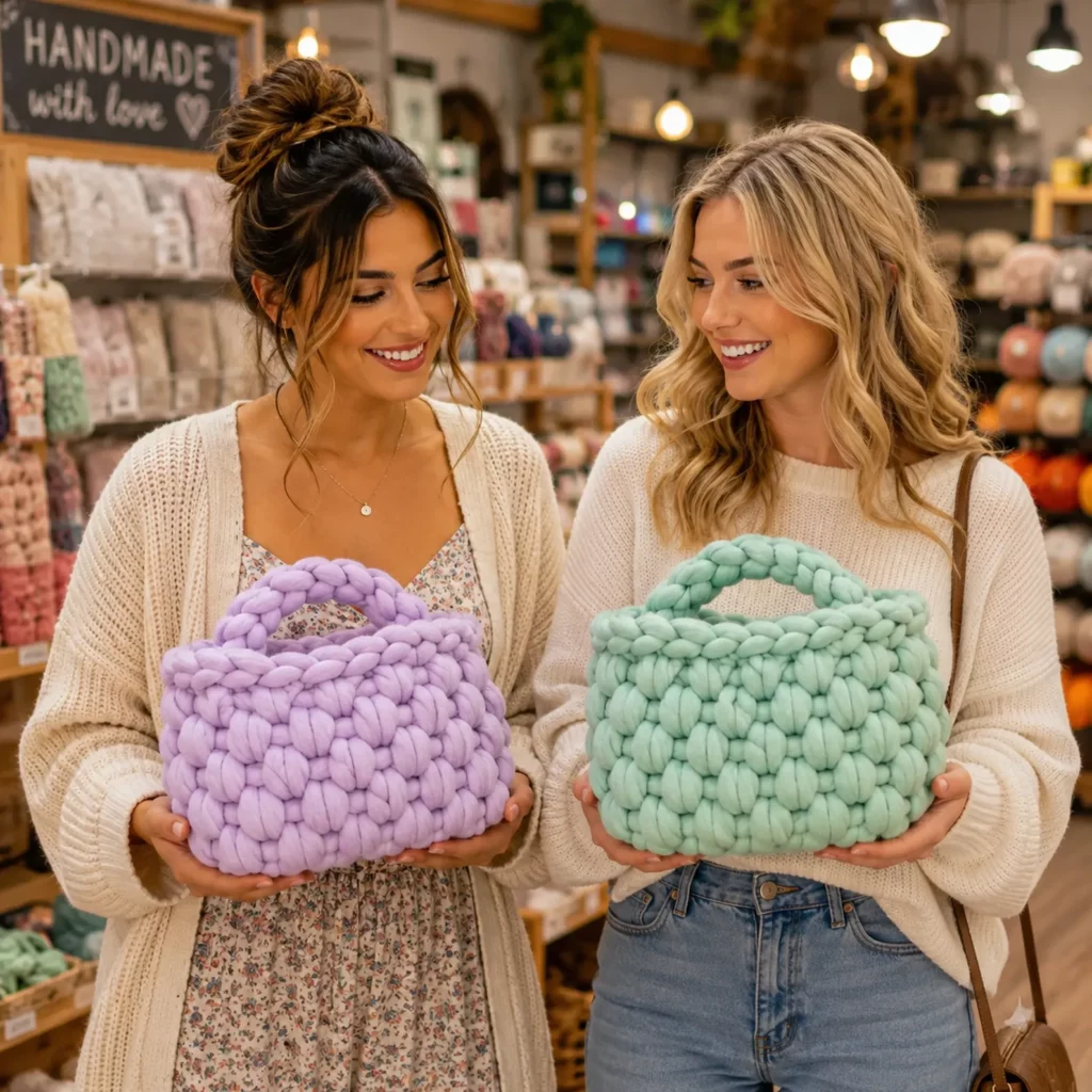 Chunky Crochet Basket Bag Pattern: Easy Giant Yarn Tote With Braided Handle (photo 3)