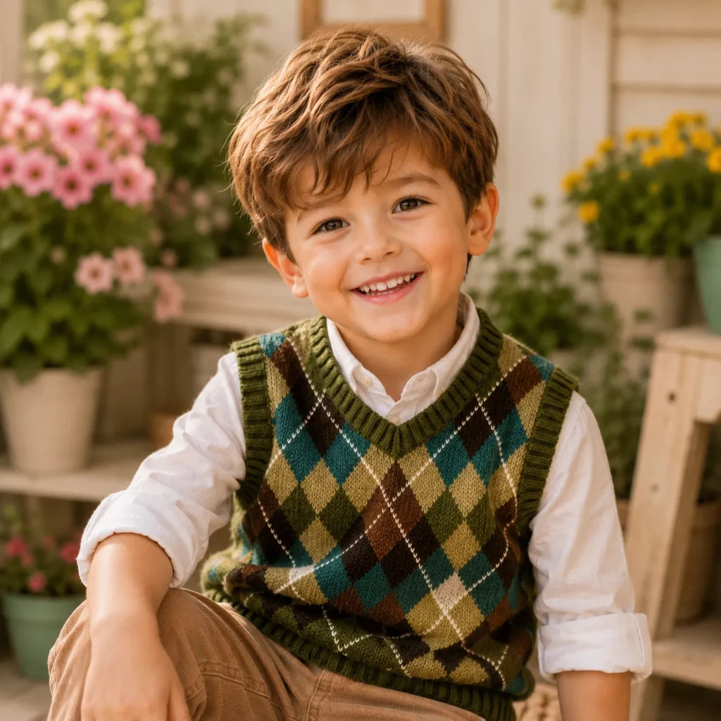 Classic Argyle Crochet Sweater Vest Pattern: A Timeless, Kid-Friendly V-Neck Vest With Easy Diamond Colorwork (photo 1)