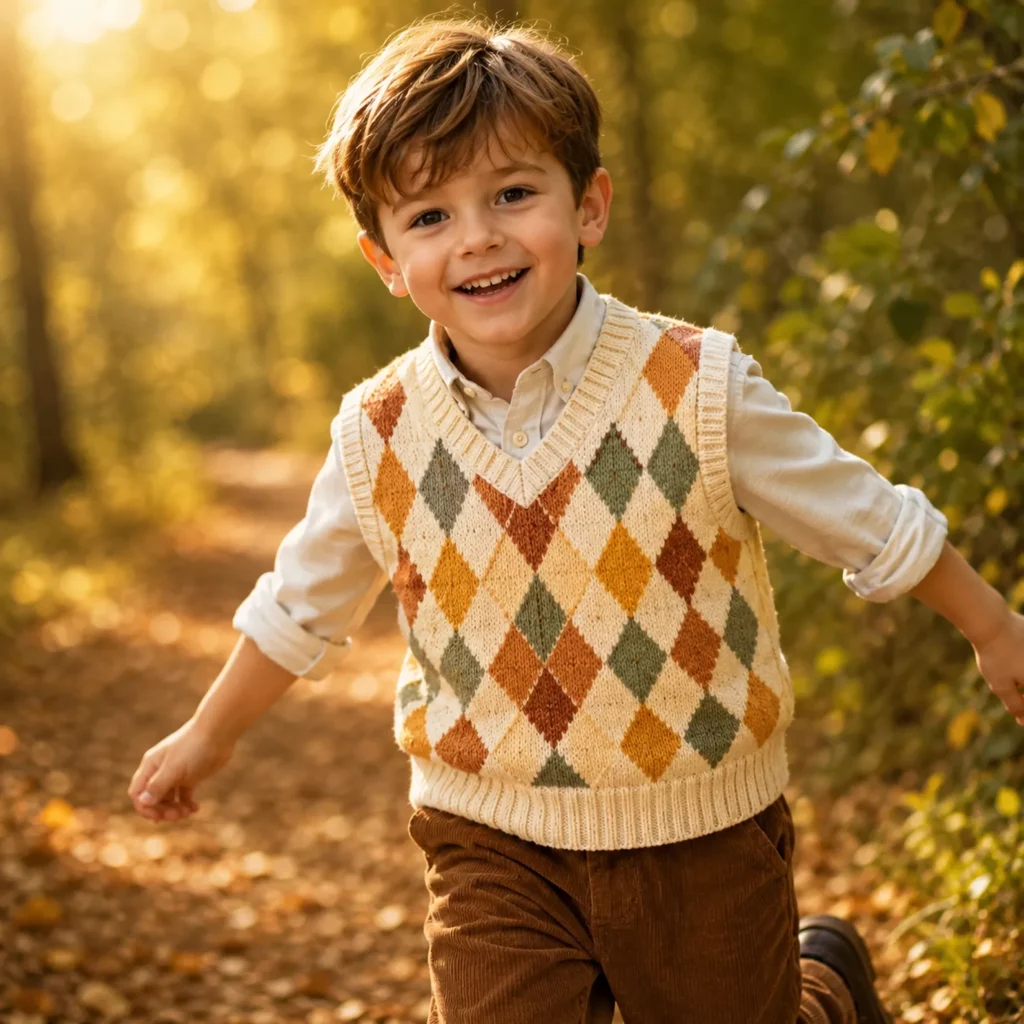Classic Argyle Crochet Sweater Vest Pattern: A Timeless, Kid-Friendly V-Neck Vest With Easy Diamond Colorwork (photo 3)