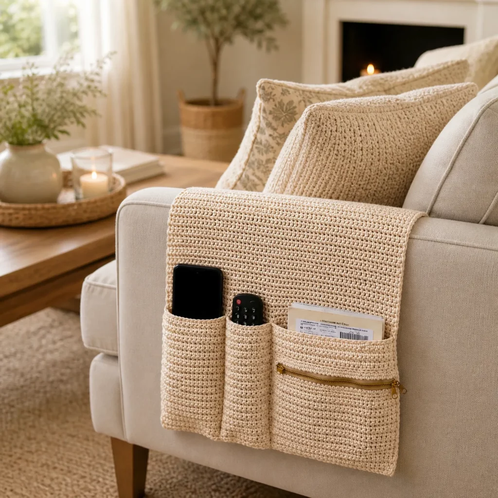 Couch Armrest Organizer Crochet Pattern (photo 1)