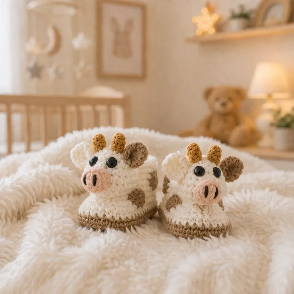 Cute Cow Baby Booties Crochet Pattern (photo 2)