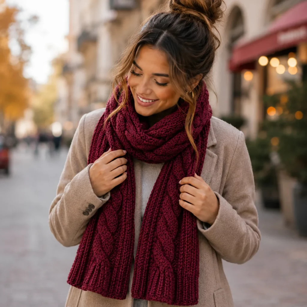 Crochet Cable Scarf Pattern: Cozy Braided Cable Scarf With Ribbed Texture for Beginners (photo 3)