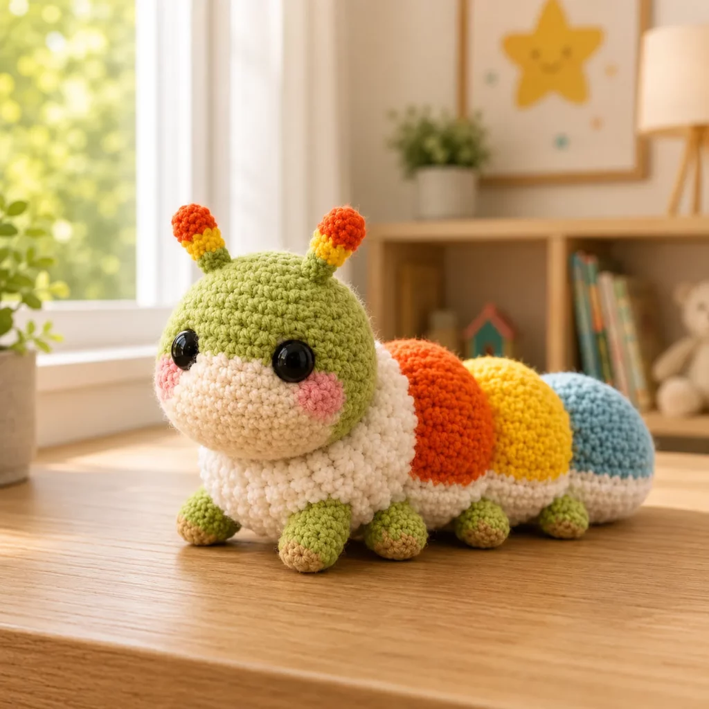 Crochet Caterpillar Amigurumi Crochet Pattern With Puffy Segments and Cute Antennae (photo 1)