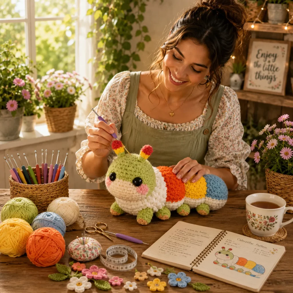 Crochet Caterpillar Amigurumi Crochet Pattern With Puffy Segments and Cute Antennae (photo 2)