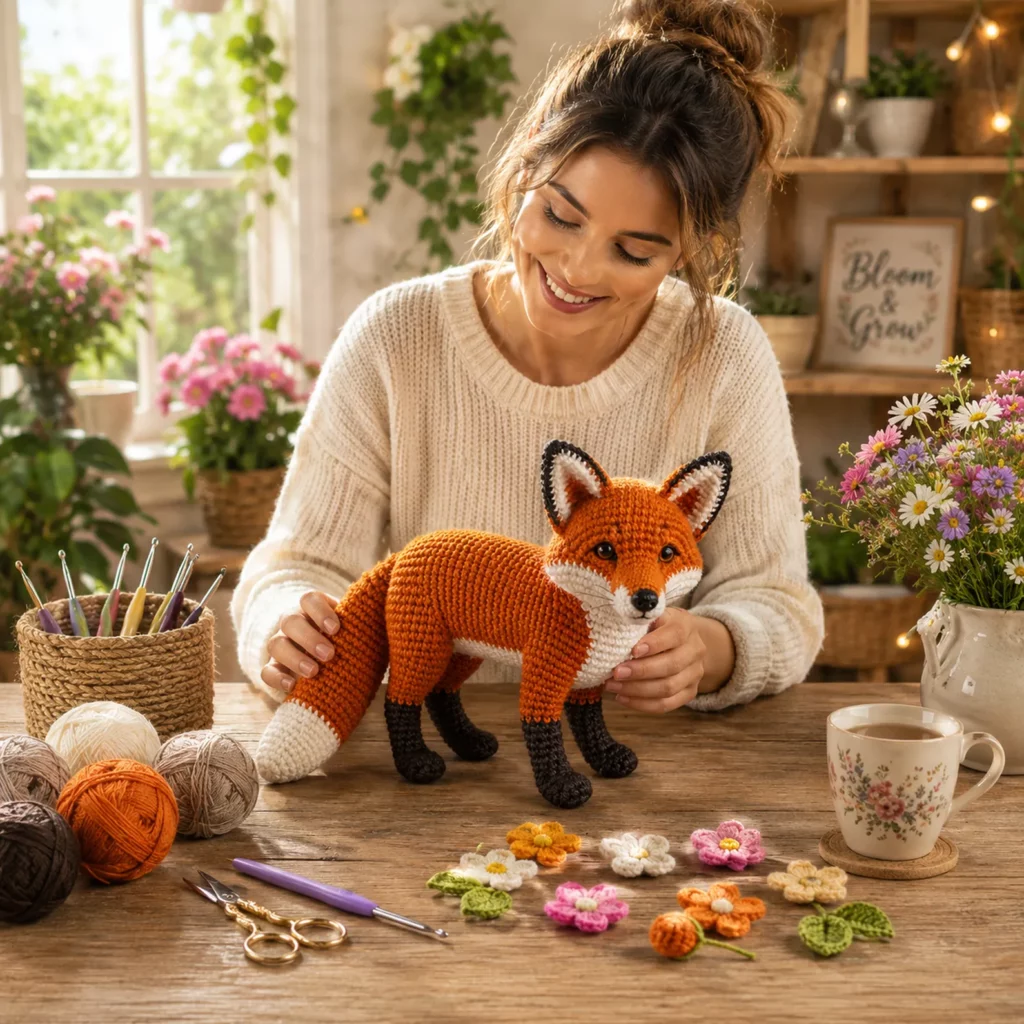 Crochet Fox Amigurumi Crochet Pattern With Realistic Face, White Chest, and Fluffy Tail Tip (photo 2)