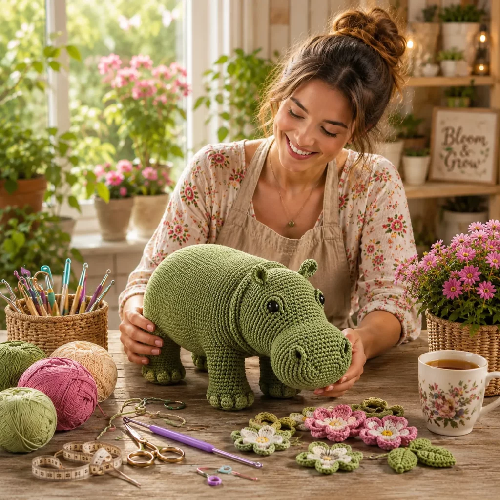 Crochet Hippo Amigurumi Crochet Pattern With Chunky Body, Sweet Snout, and Standing Legs (photo 2)