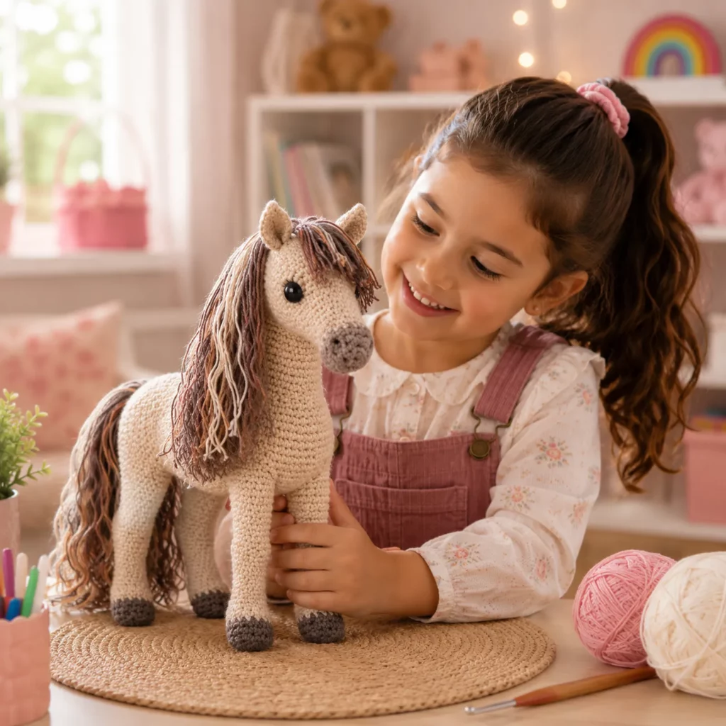 Crochet Horse Amigurumi Pattern: A Realistic Standing Pony With Long Mane, Fluffy Tail, and Cute Sock Hooves (photo 3)