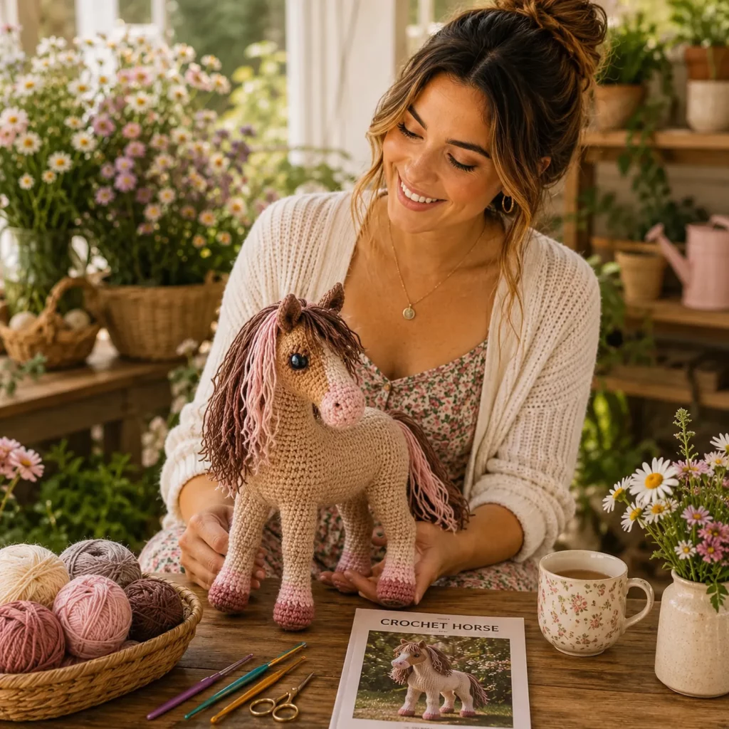 Crochet Horse Amigurumi Pattern: A Realistic Standing Pony With Long Mane, Fluffy Tail, and Cute Sock Hooves (photo 2)