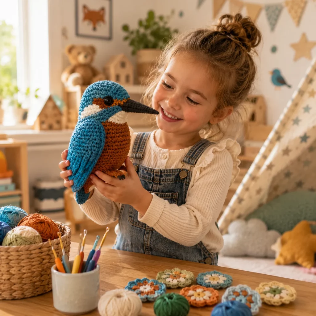 Crochet Kingfisher Amigurumi Crochet Pattern With Long Beak and Bright Color Blocks (photo 3)