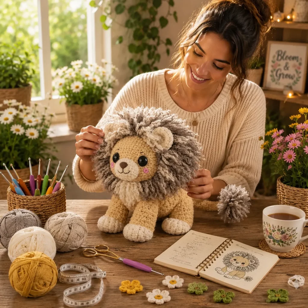 Crochet Lion Amigurumi Crochet Pattern With Fluffy Mane, Cute Face, and Cuddly Body (photo 2)