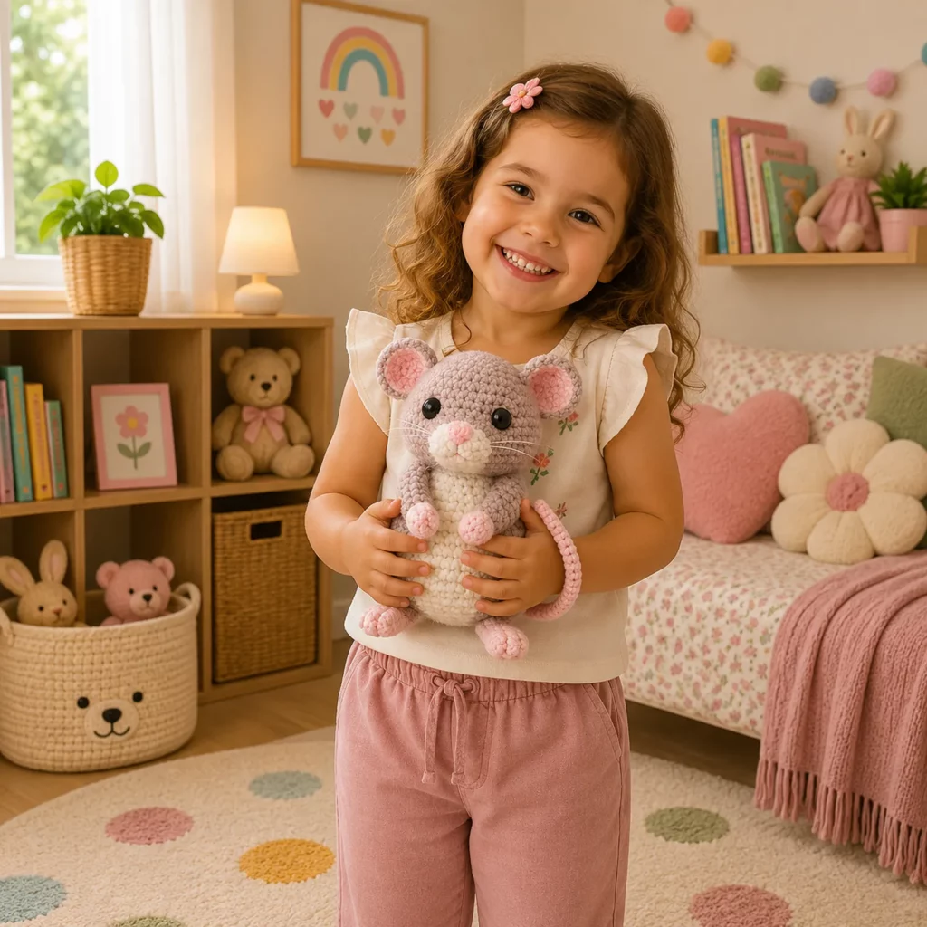 Crochet Mouse Amigurumi Crochet Pattern With Round Belly, Pink Paws, and Sweet Little Tail (photo 3)