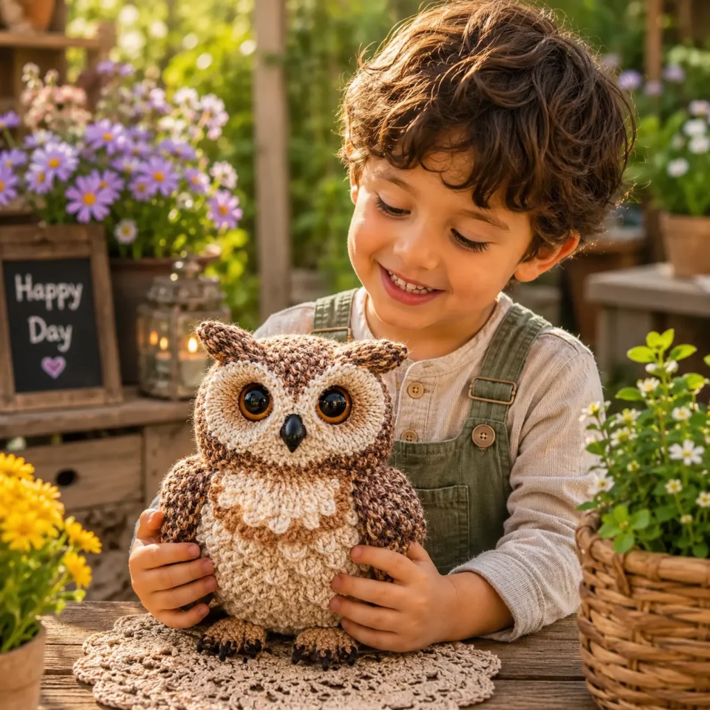 Crochet Owl Amigurumi Pattern: Realistic Big-Eyed Owl Plush With Feather Chest, Ear Tufts, and Detailed Wings (photo 3)