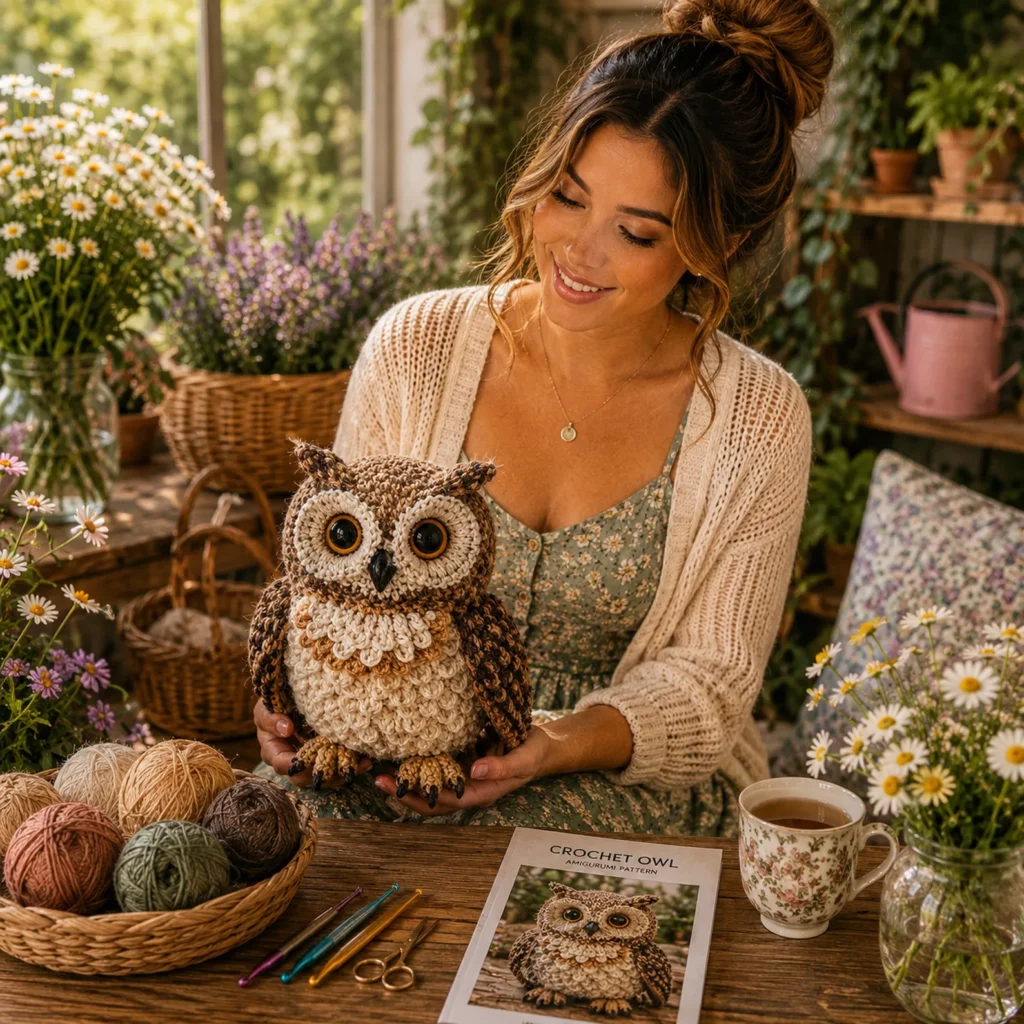 Crochet Owl Amigurumi Pattern: Realistic Big-Eyed Owl Plush With Feather Chest, Ear Tufts, and Detailed Wings (photo 2)