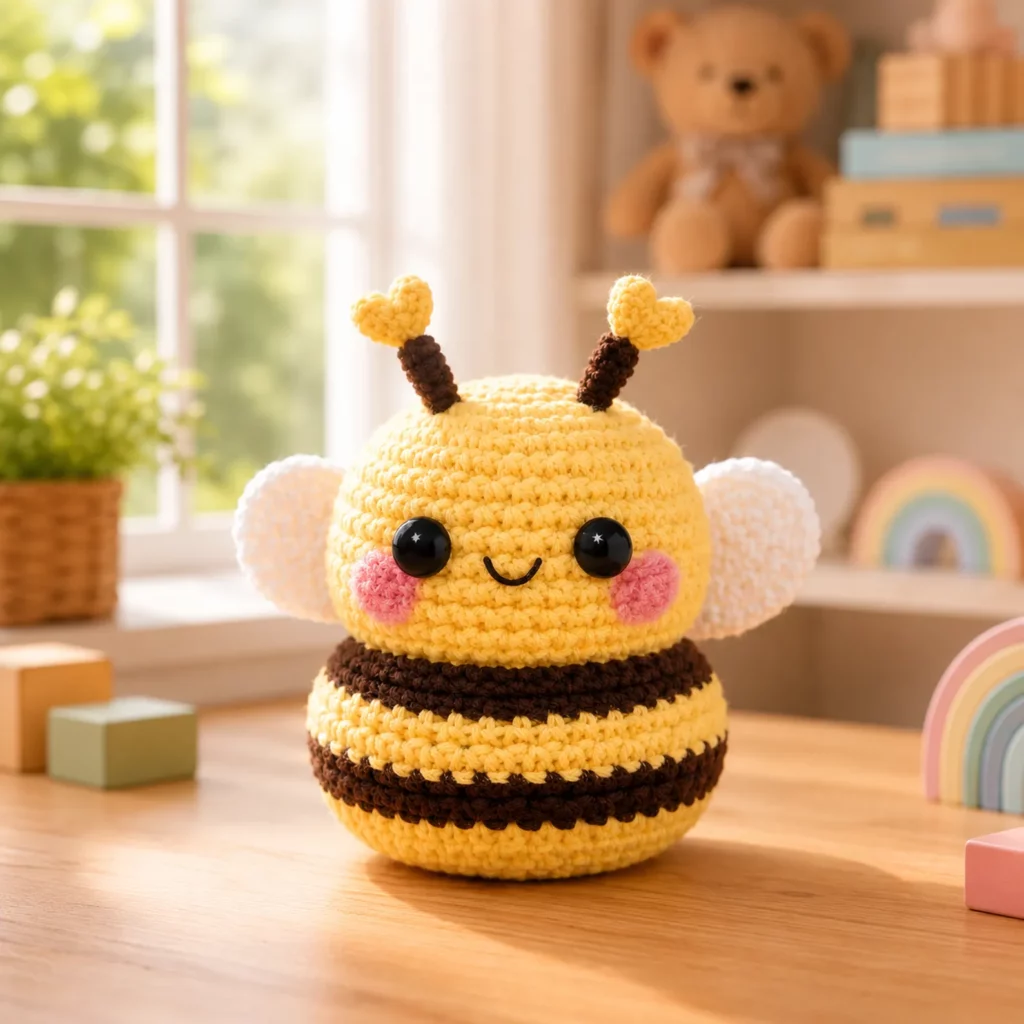 Crochet Pattern for a Cute Chubby Bumblebee Plush: Easy Amigurumi Crochet Tutorial for Beginners (photo 1)