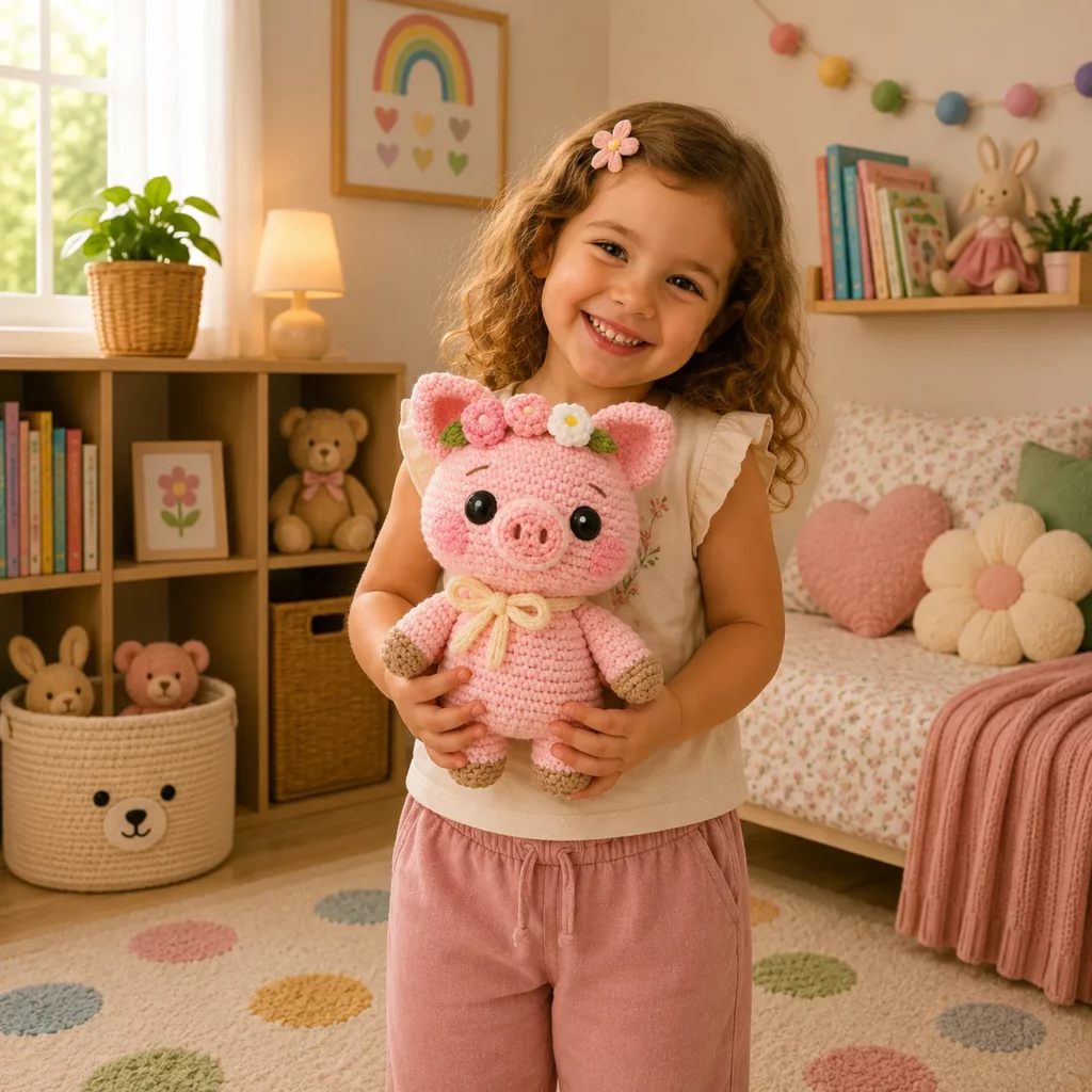 Crochet Pig Amigurumi Crochet Pattern With Flower Crown, Sweet Snout, and Tiny Hooves (photo 3)