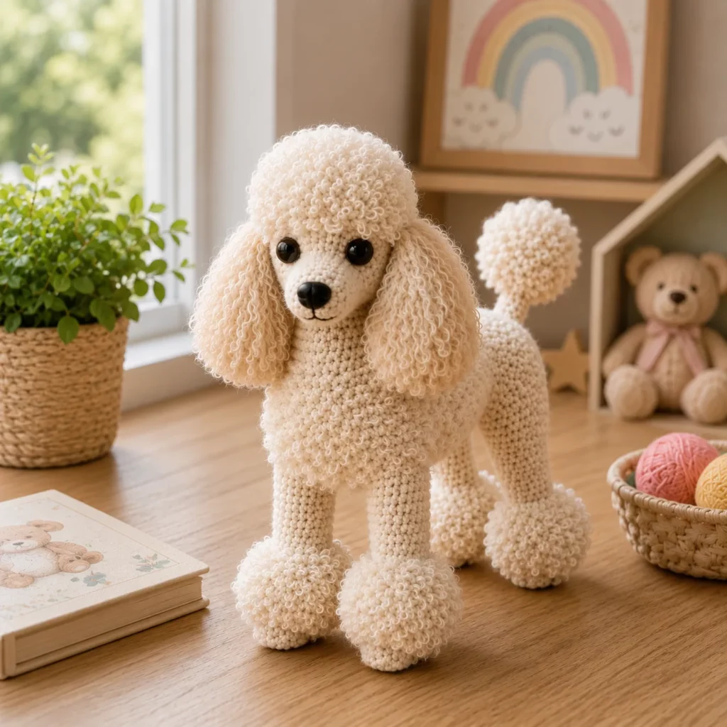 Crochet Poodle Amigurumi Pattern: A Fluffy Toy Poodle With Curly Ears, Pom-Pom Tail, and Cute Puppy Face (photo 1)