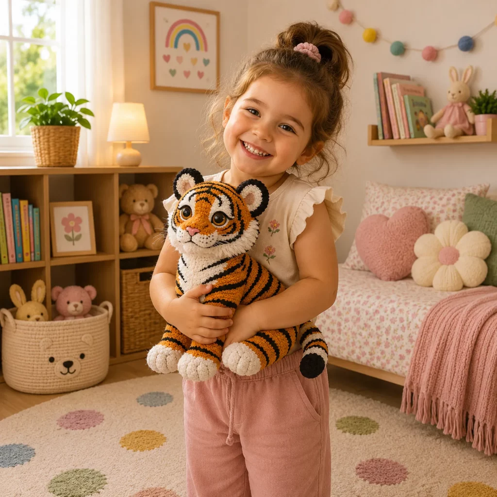 Crochet Tiger Cub Amigurumi Crochet Pattern With Cute Stripes, White Muzzle, and Big Paws (photo 3)