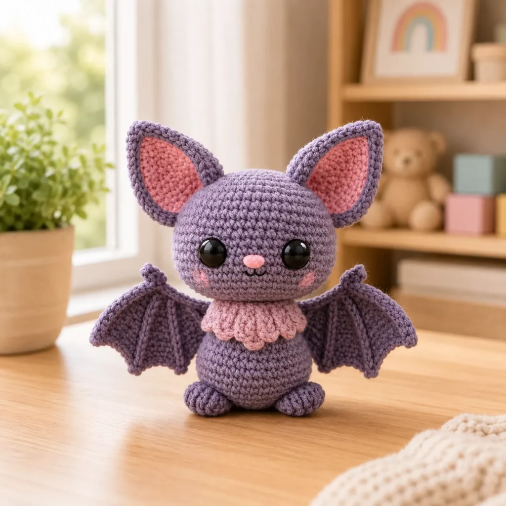 Cute Crochet Bat Amigurumi Crochet Pattern: A Beginner-Friendly Plush With Big Ears, Tiny Wings, and a Sweet Ruffled Collar (photo 1)