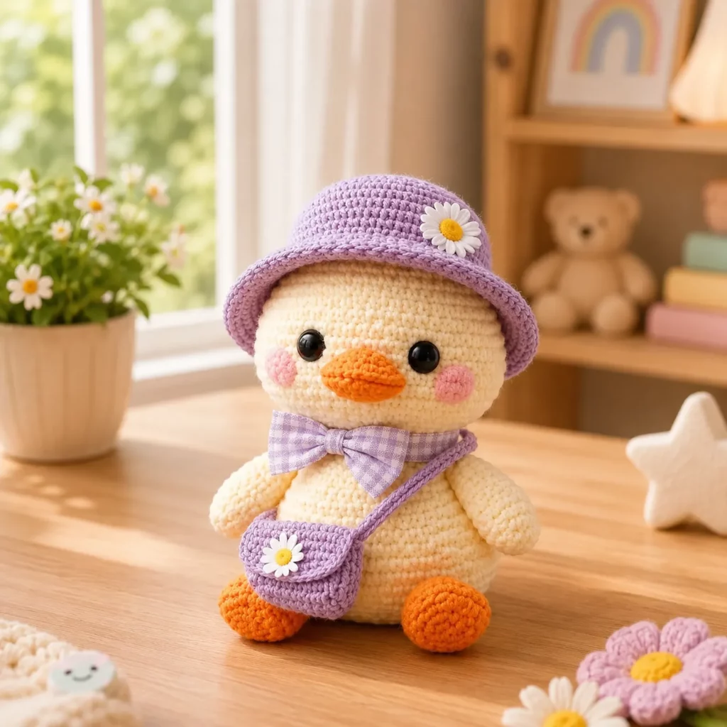 Cute Crochet Duck Amigurumi Pattern: An Easy, Beginner-Friendly Plush With Bucket Hat and Mini Crossbody Bag (photo 1)