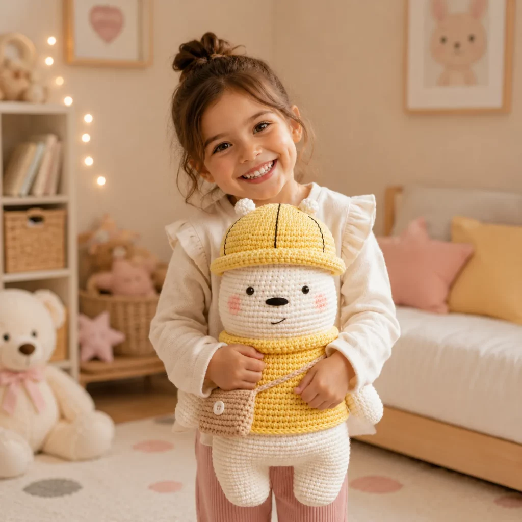 Cute Explorer Bear Amigurumi Crochet Pattern with Hat and Crossbody Bag (photo 3)