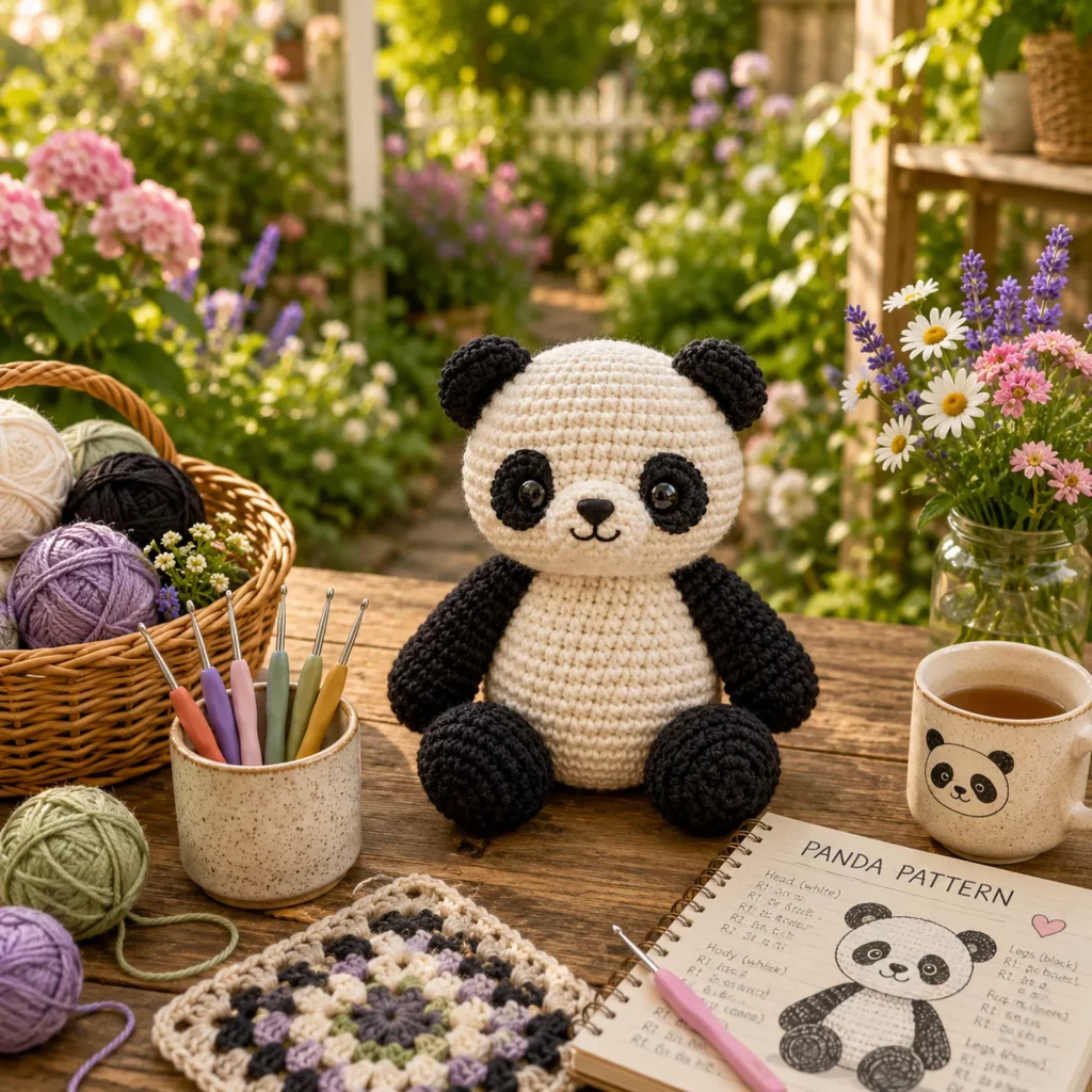 Cute Panda Amigurumi Crochet Pattern for Beginners With Black Patches, Round Belly, and Cozy Plush Shape (photo 2)
