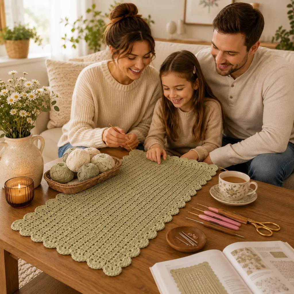 Elegant Lace Table Runner Crochet Pattern: An Easy Filet-Style Runner With Scalloped Border (photo 3)