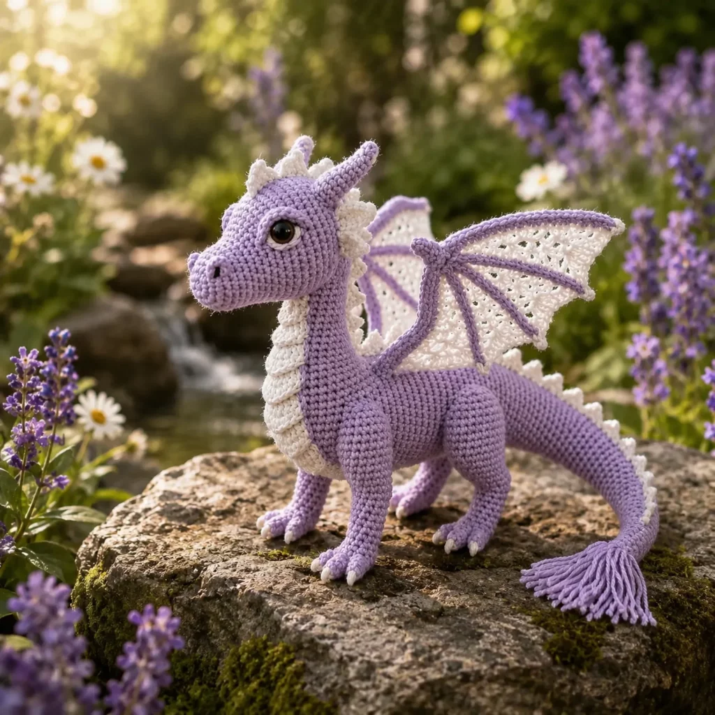 Fantasy Dragon Amigurumi Crochet Pattern: A Detailed Plush Dragon With Lace Wings, Spines, and a Long Tail (photo 3)
