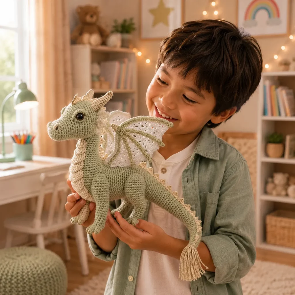 Fantasy Dragon Amigurumi Crochet Pattern: A Detailed Plush Dragon With Lace Wings, Spines, and a Long Tail (photo 2)