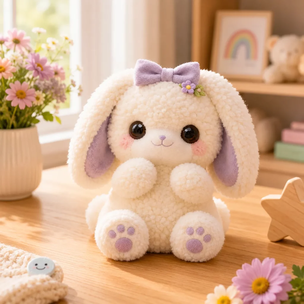 Fluffy Bunny Amigurumi Crochet Pattern: An Adorable, Beginner-Friendly Plush With Long Ears, Pink Paw Pads, and a Sweet Bow (photo 1)