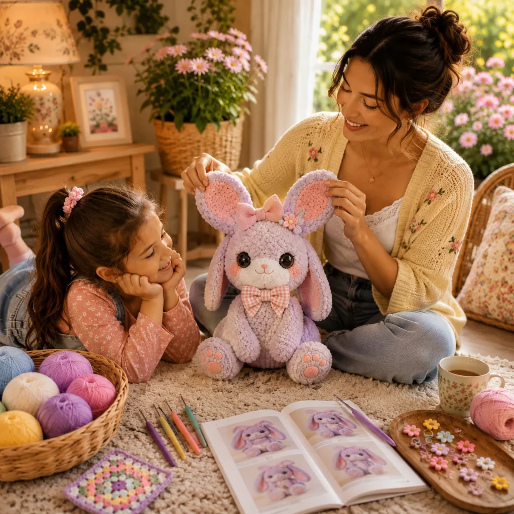 Fluffy Bunny Amigurumi Crochet Pattern: An Adorable, Beginner-Friendly Plush With Long Ears, Pink Paw Pads, and a Sweet Bow (photo 2)