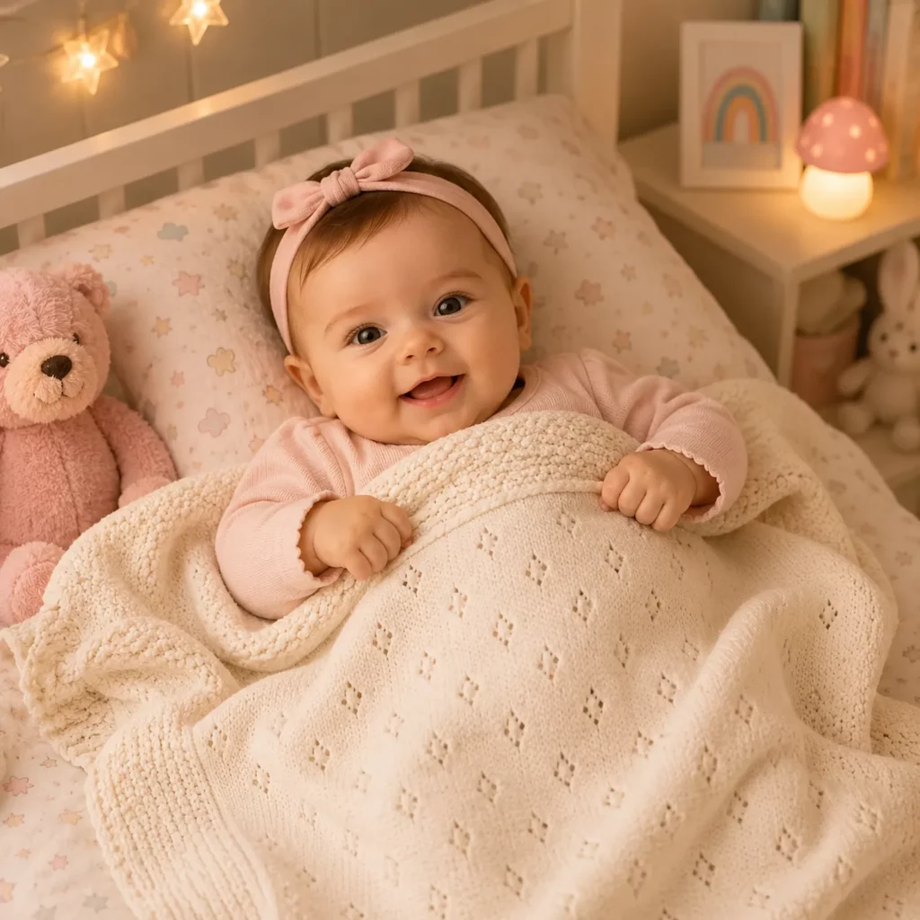 Heirloom Eyelet Baby Blanket Crochet Pattern: A Soft, Elegant Swaddle-Style Throw With Simple Diamond Lace (photo 1)