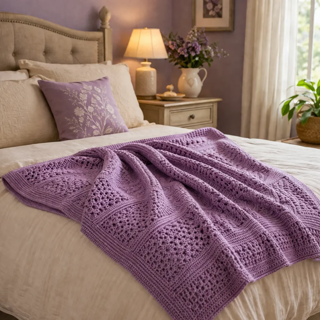 Soft Rib + Lace Stripe Blanket Crochet Pattern ( Tutorial-Style Guide) (photo 1)
